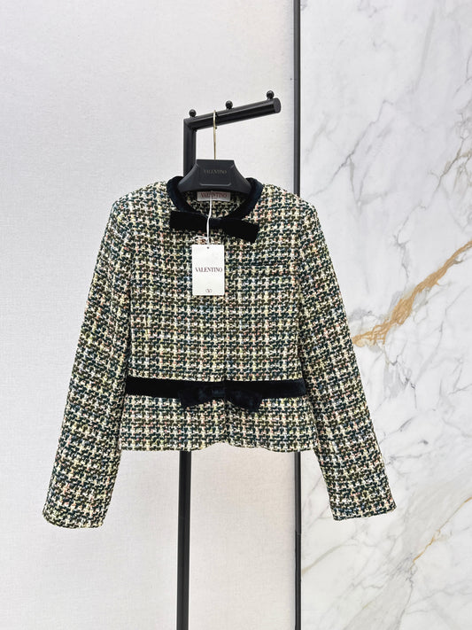 Mixed-color tweed short jacket