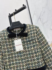 Mixed-color tweed short jacket