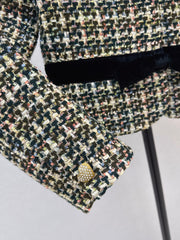 Mixed-color tweed short jacket