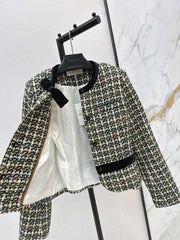 Mixed-color tweed short jacket