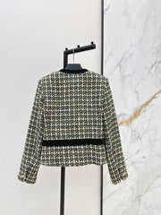 Mixed-color tweed short jacket