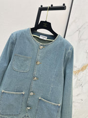 Denim Jacket with Overlocked Edges