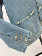 Denim Jacket with Overlocked Edges