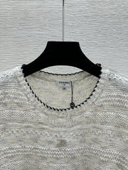 Sequined Crew Neck Knit Short Sleeve