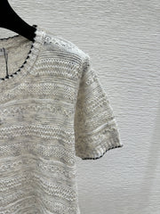 Sequined Crew Neck Knit Short Sleeve