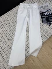 Embroidered mesh flared pants with back pockets