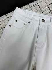 Embroidered mesh flared pants with back pockets