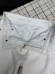 Embroidered mesh flared pants with back pockets