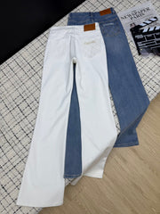 Embroidered mesh flared pants with back pockets