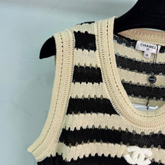 Black and White Striped Knit Vest