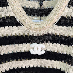 Black and White Striped Knit Vest