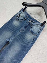 Rhinestone-embellished straight-leg wide-leg jeans