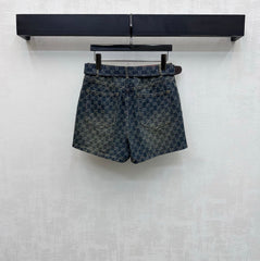 Jacquard Denim Shorts with a Waistband