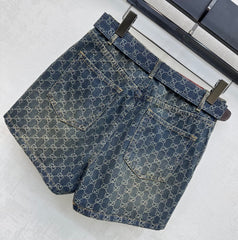 Jacquard Denim Shorts with a Waistband