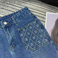 Logo straight-leg wide-leg jeans