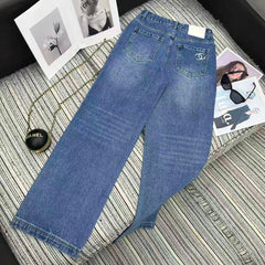 Logo straight-leg wide-leg jeans