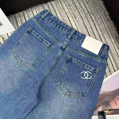 Logo straight-leg wide-leg jeans