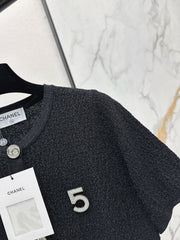 Hardware-embellished short-sleeved knit top