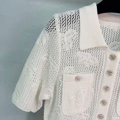 Openwork Knit Short-Sleeve Top