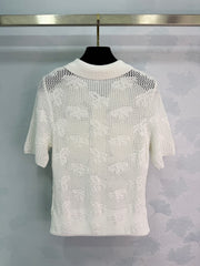 Openwork Knit Short-Sleeve Top