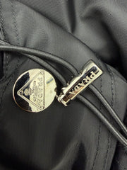 Nylon Hooded Drawstring Waist Jacket