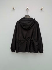 Nylon Hooded Drawstring Waist Jacket