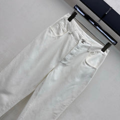 Embroidered Straight-Leg Denim Pants