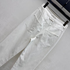 Embroidered Straight-Leg Denim Pants