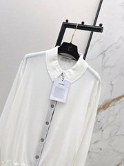 Color-blocked placket design with a turn-down collar