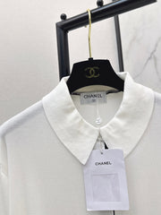 Color-blocked placket design with a turn-down collar