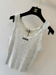 Color-blocked V-neck knit vest