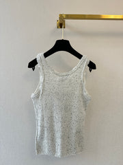 Color-blocked V-neck knit vest