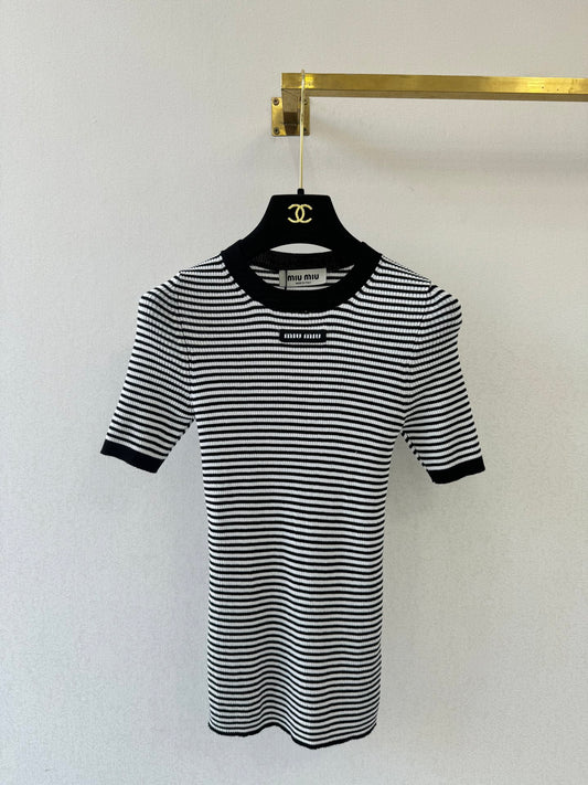 Striped short-sleeved shirt