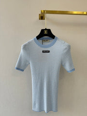 Striped short-sleeved shirt