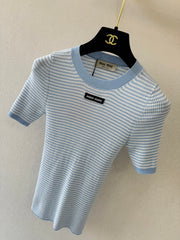 Striped short-sleeved shirt