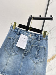 Denim skirts with back waist decoration