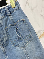 Denim skirts with back waist decoration