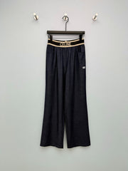 Faux Denim Wide-Leg Pants