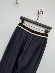 Faux Denim Wide-Leg Pants