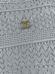 Openwork Knit Crew Neck Short-Sleeve Top