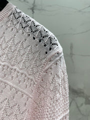 Openwork Knit Crew Neck Short-Sleeve Top