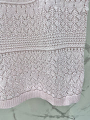 Openwork Knit Crew Neck Short-Sleeve Top
