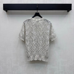 Metal Logo Short-Sleeve Knit Top