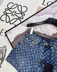 All-over logo jacquard denim shorts