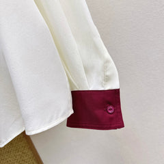 Burgundy Color-Blocked Silk Shirt