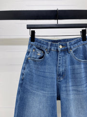 Straight-leg denim trousers