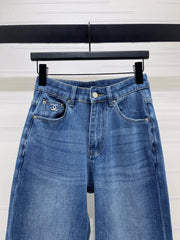 Straight-leg denim trousers