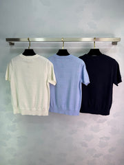 Jacquard Knit Short-Sleeve T-Shirt