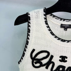 Embroidered-Trimmed Knit Vest