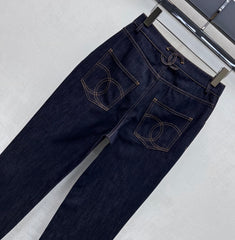 Embroidered Backpack Button Jeans